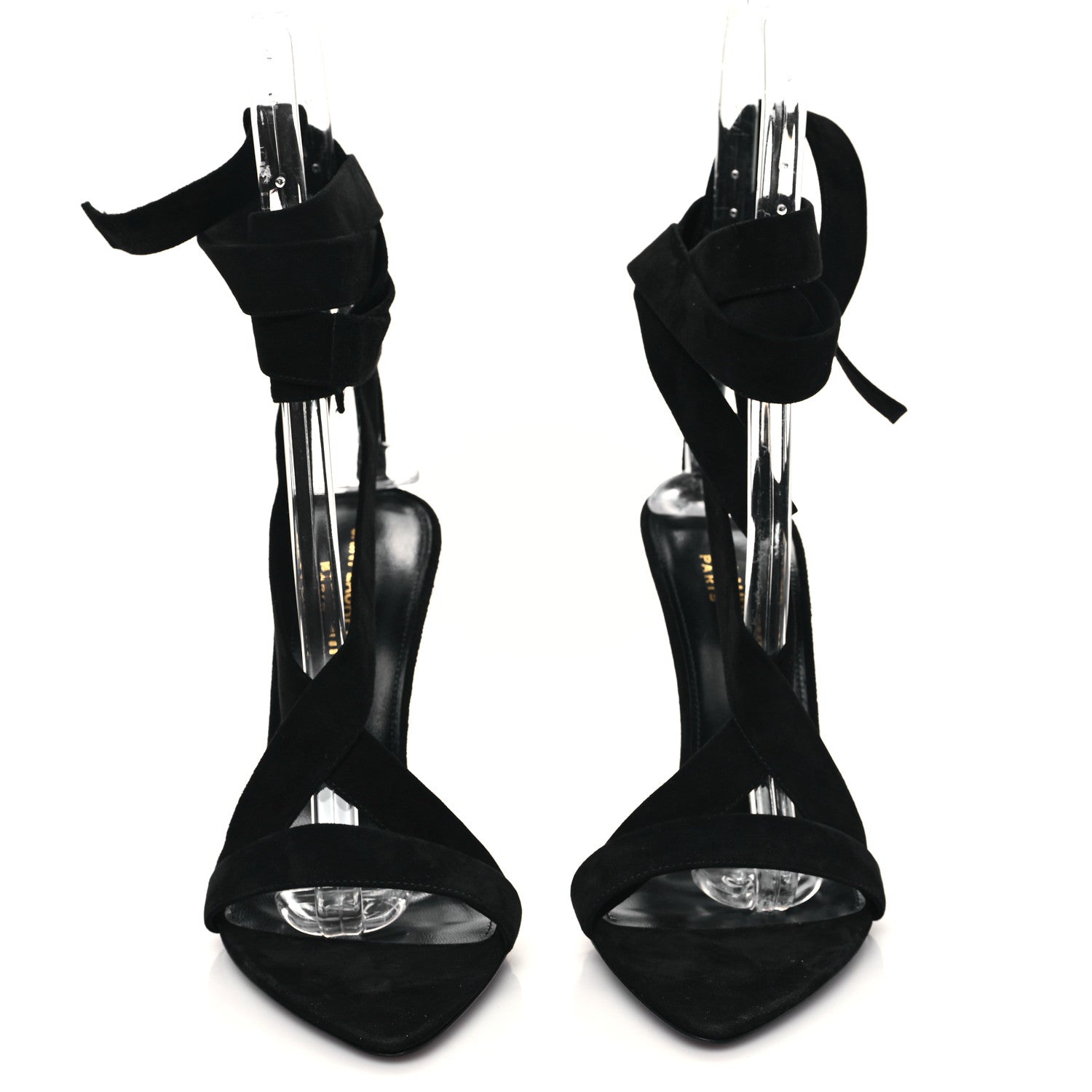 Saint Laurent Suede Deva 105 Ankle Strap Sandals 38.5 Black 2 of 8
