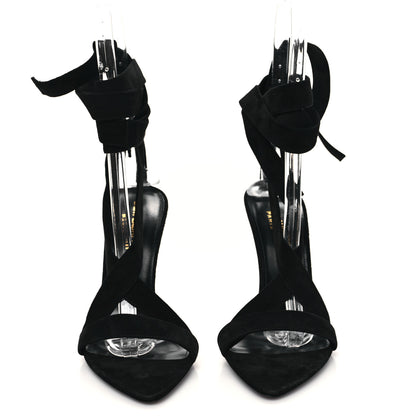 Saint Laurent Suede Deva 105 Ankle Strap Sandals 38.5 Black 2 of 8