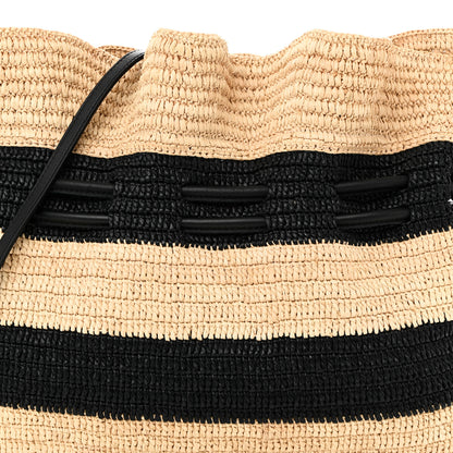 Loewe Raffia Striped Flamenco Knot Shoulder Bag Black Natural 8 of 10