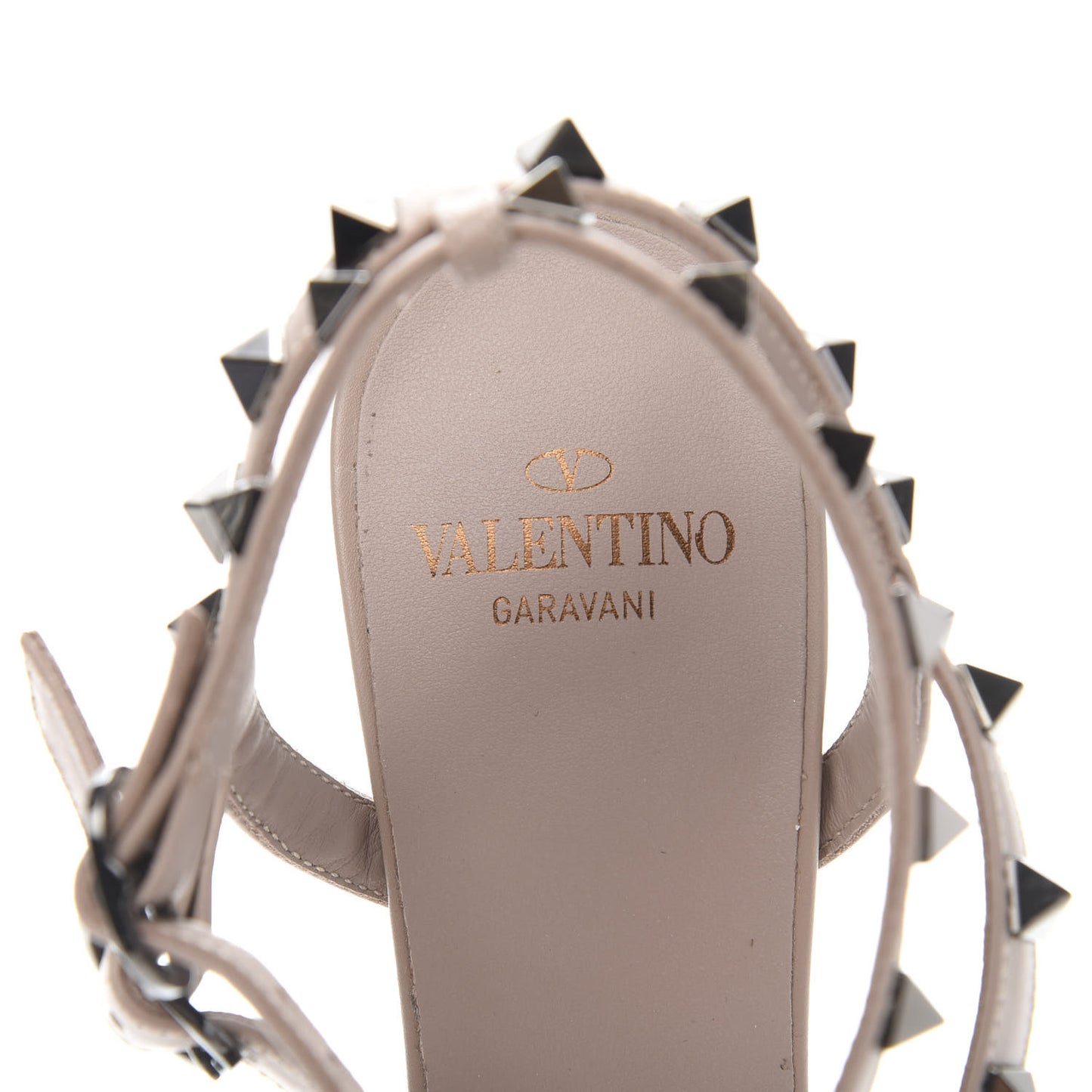 X UNDERCOVER Calfskin Rockstud Ankle Strap 65mm Pumps 37.5 Poudre