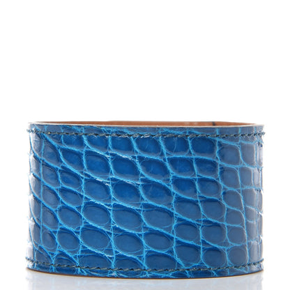 Hermes Shiny Alligator Kelly Dog Cuff Bleu Izmir 3 of 5