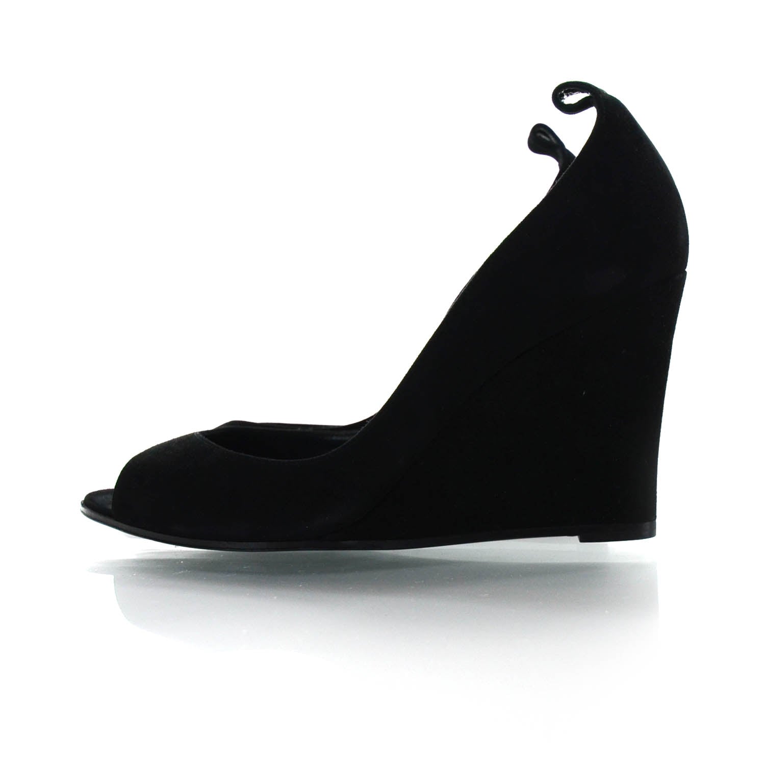 Hermes Veau Doblis Suede Wedges 39 Black 2 of 13