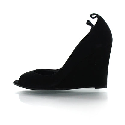 Hermes Veau Doblis Suede Wedges 39 Black 2 of 13