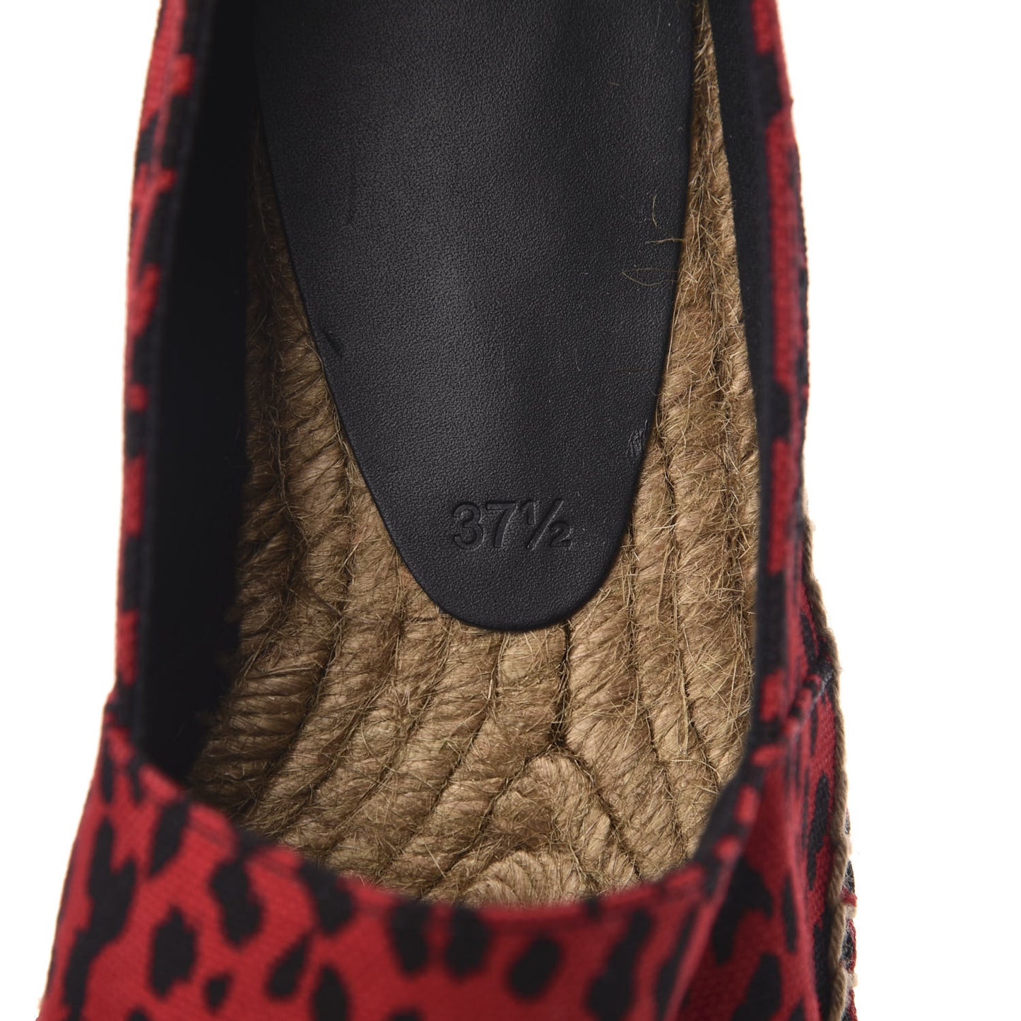 Canvas Leopard Print Espadrilles 37.5 Red Black