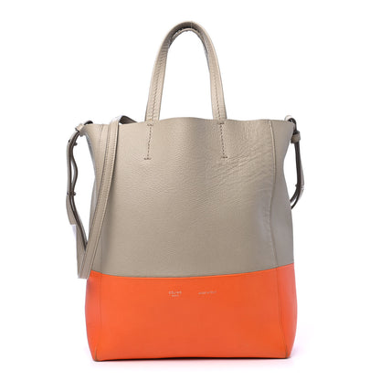 Celine Grained Calfskin Small Vertical Bi-Cabas Fluo Orange Taupe 1 of 8