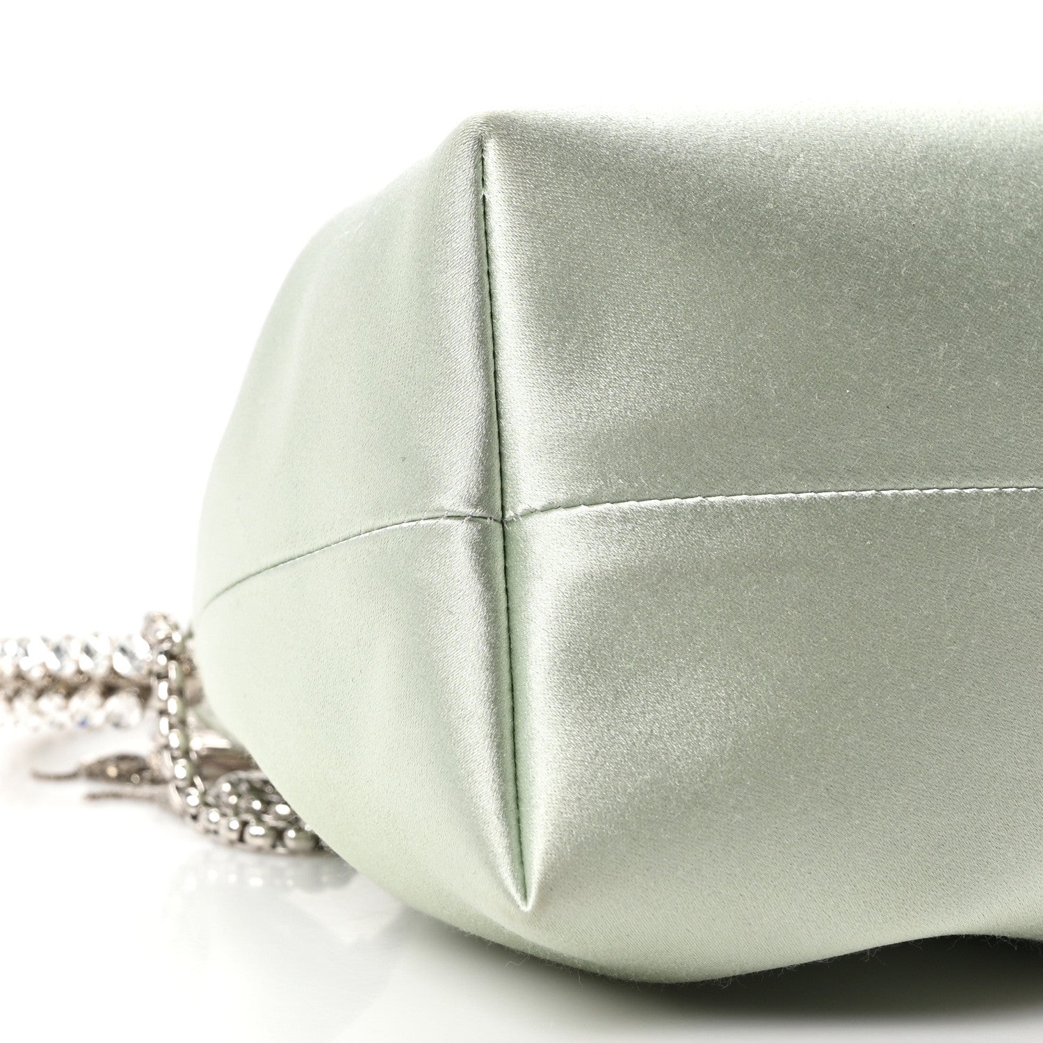 Jimmy Choo Satin  Crystal Embellished Bon Bon Bucket Bag Celeste 8 of 9