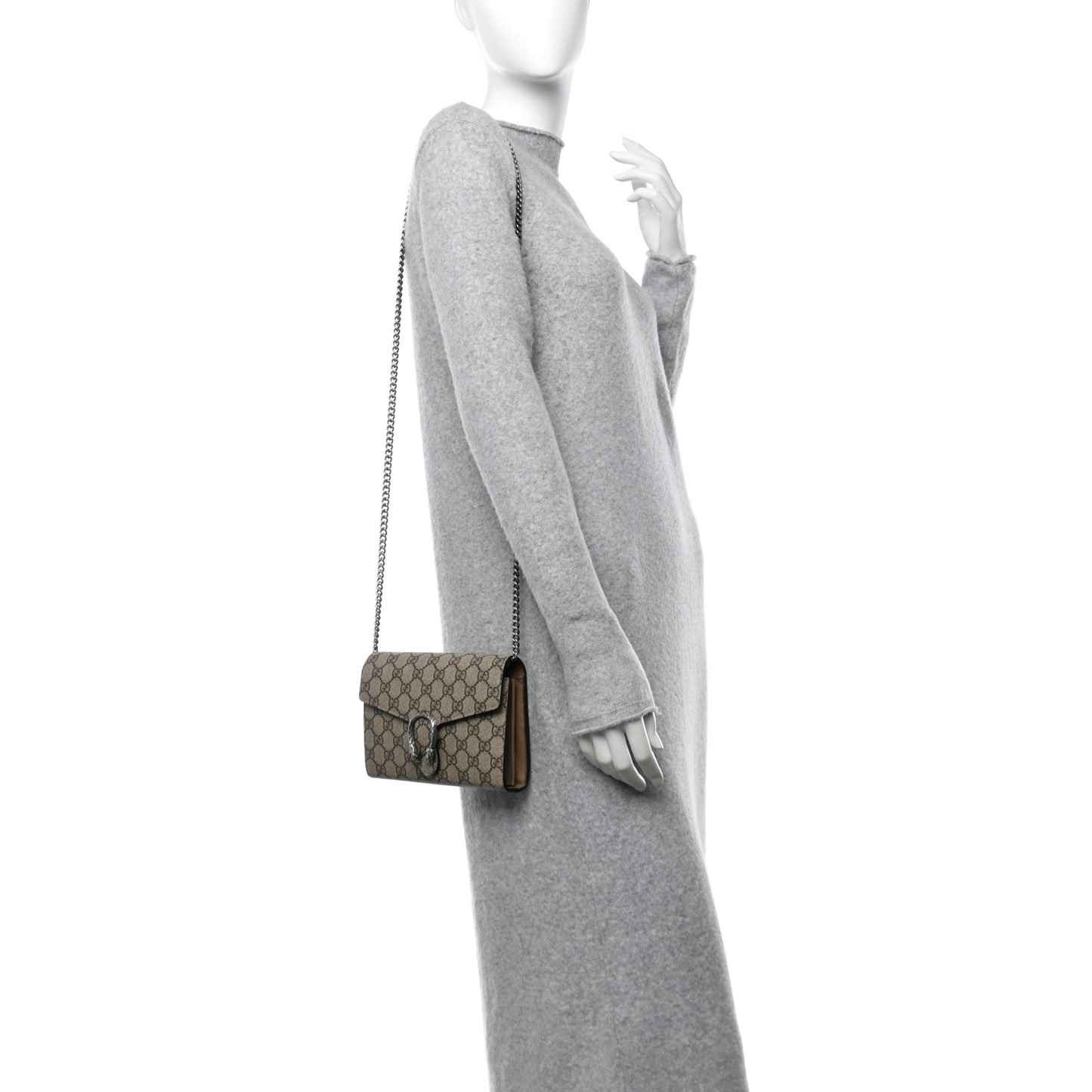 GG Supreme Monogram Mini Dionysus Chain Wallet Beige Taupe