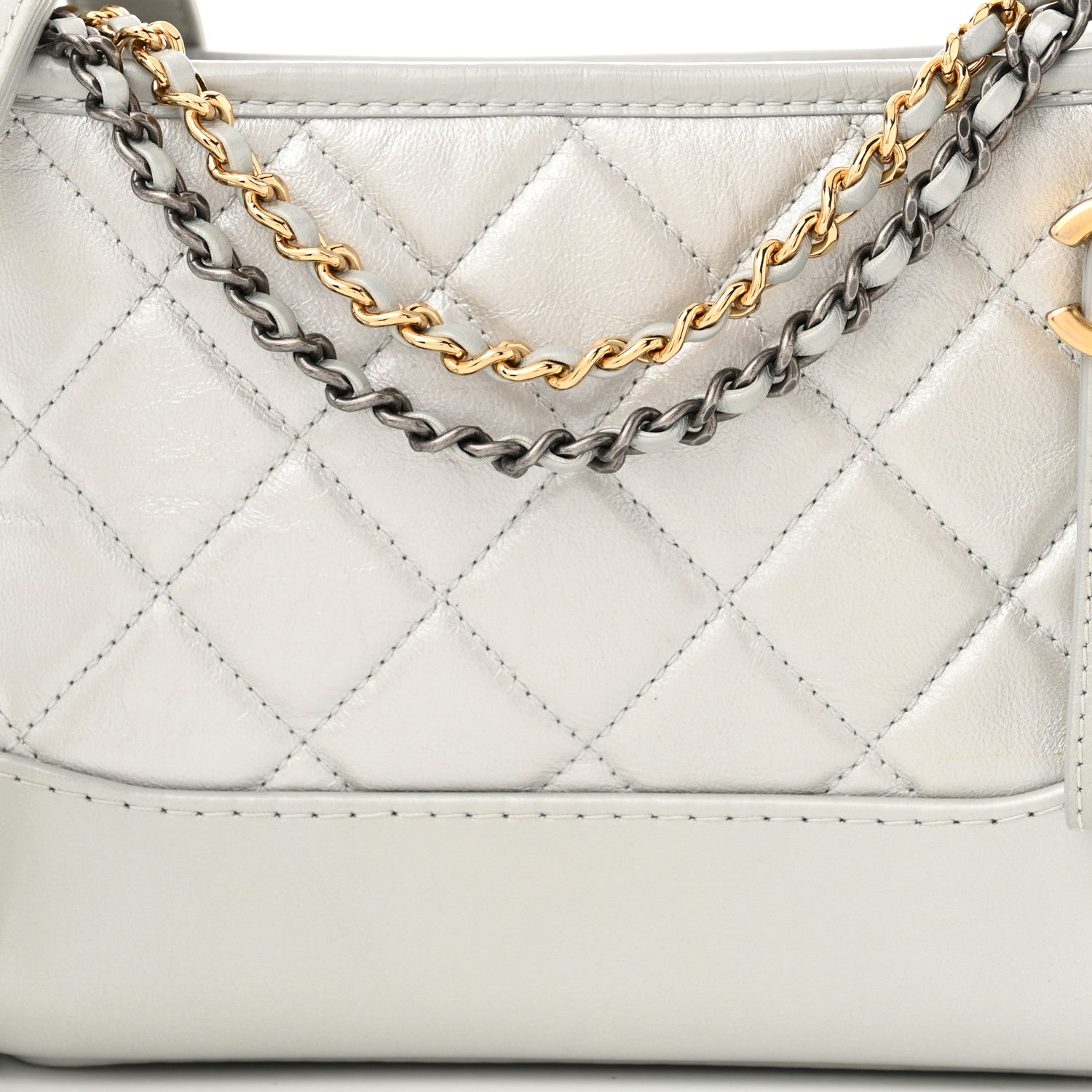Chanel Metallic Aged Calfskin Quilted Small Gabrielle Hobo Light Silver 8 of 11