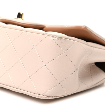 Chanel Lambskin Quilted Bi-Color Mini Top Handle Rectangular Flap Ecru Dark Beige 10 of 11