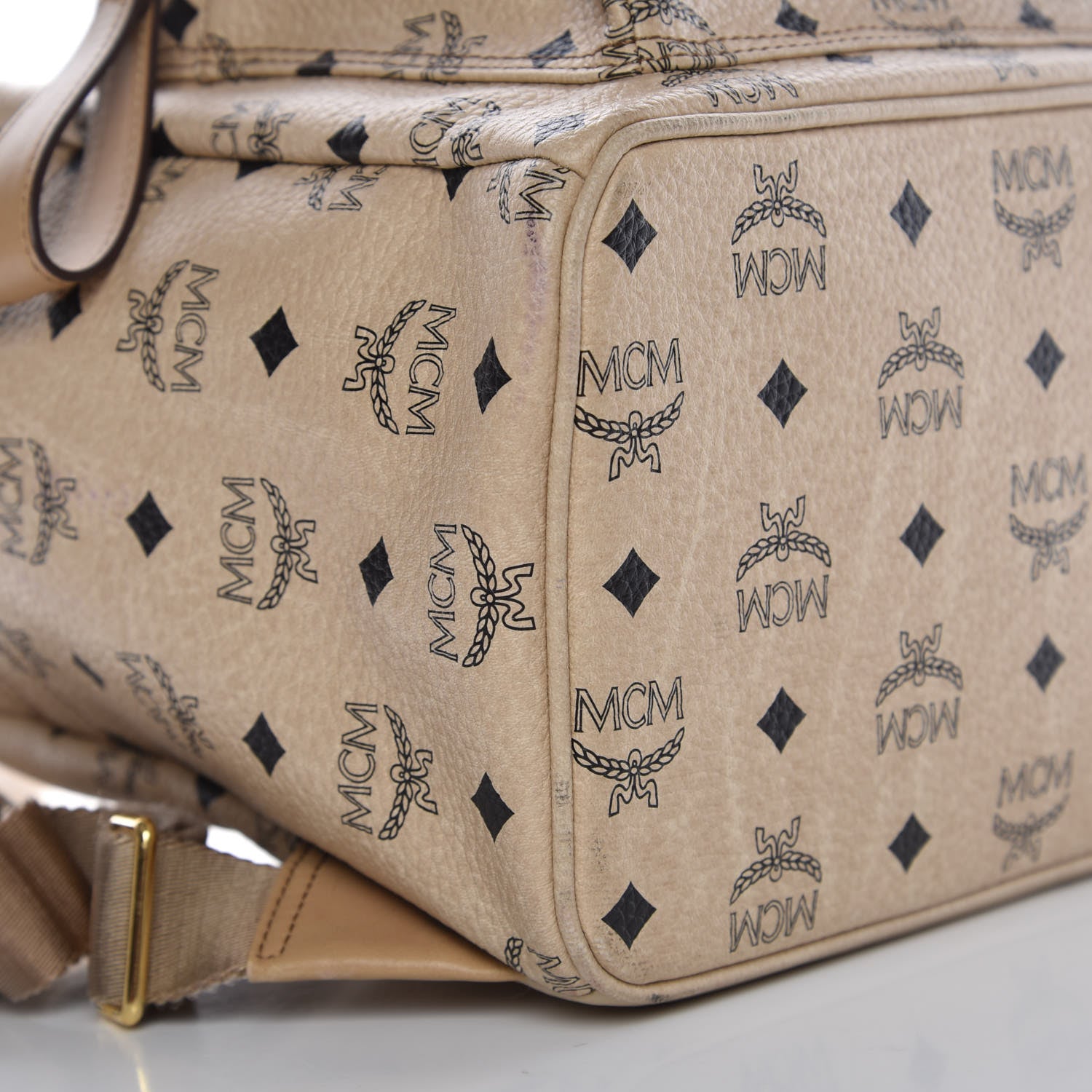 MCM Visetos Medium Studded Stark Backpack Beige 8 of 14