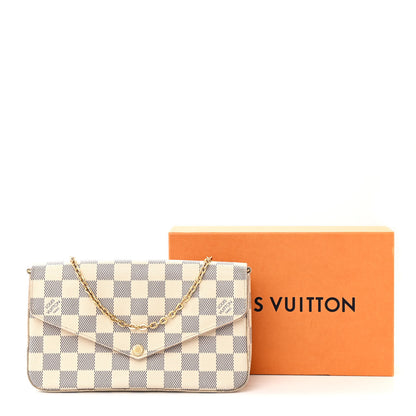 Louis Vuitton Damier Azur Pochette Felicie Chain Wallet Rose Ballerine 15 of 15