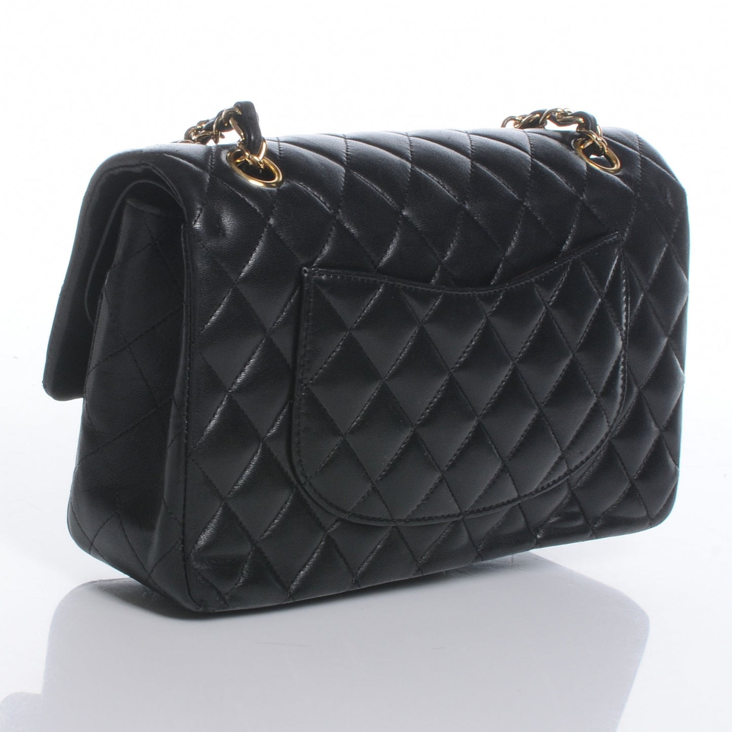 Lambskin Medium Double Flap Black