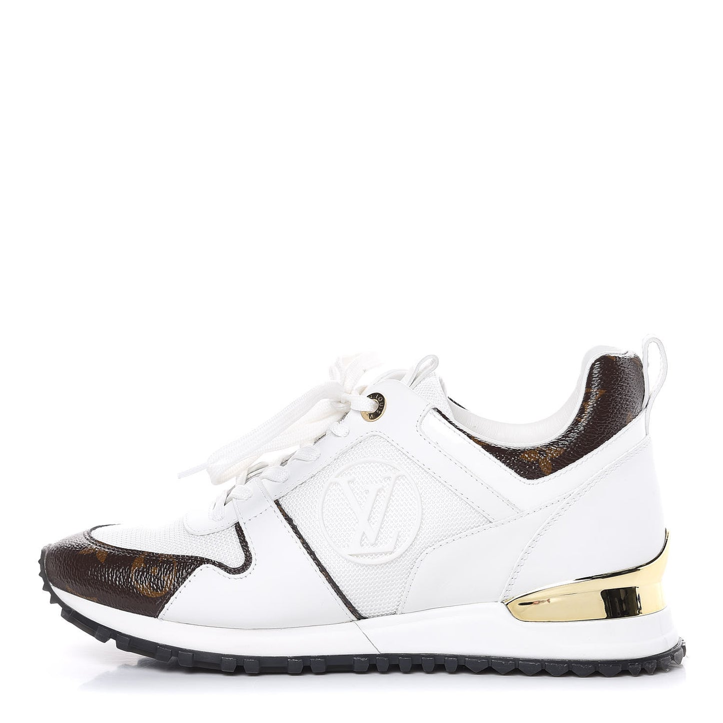 Calfskin Monogram Run Away Sneakers 36.5 White