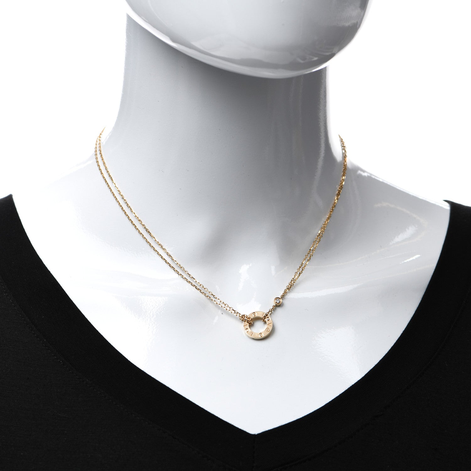 Cartier 18K Yellow Gold 2 Diamond LOVE Necklace 2 of 5