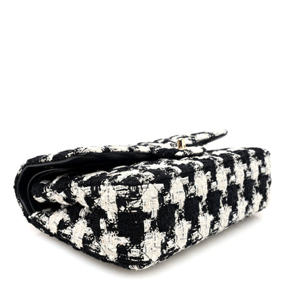 Chanel Tweed Quilted Medium Double Flap Black Ecru White 4 of 10