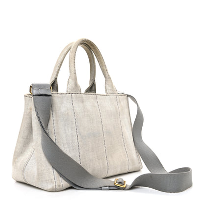 Prada Denim Small Logo Tote Bianco 3 of 12