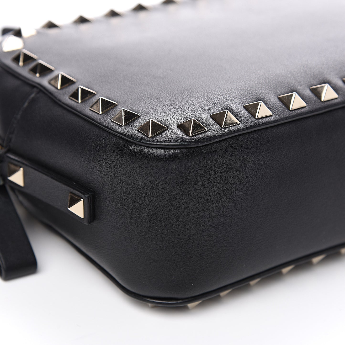 Calfskin Rockstud Camera Crossbody Bag Black