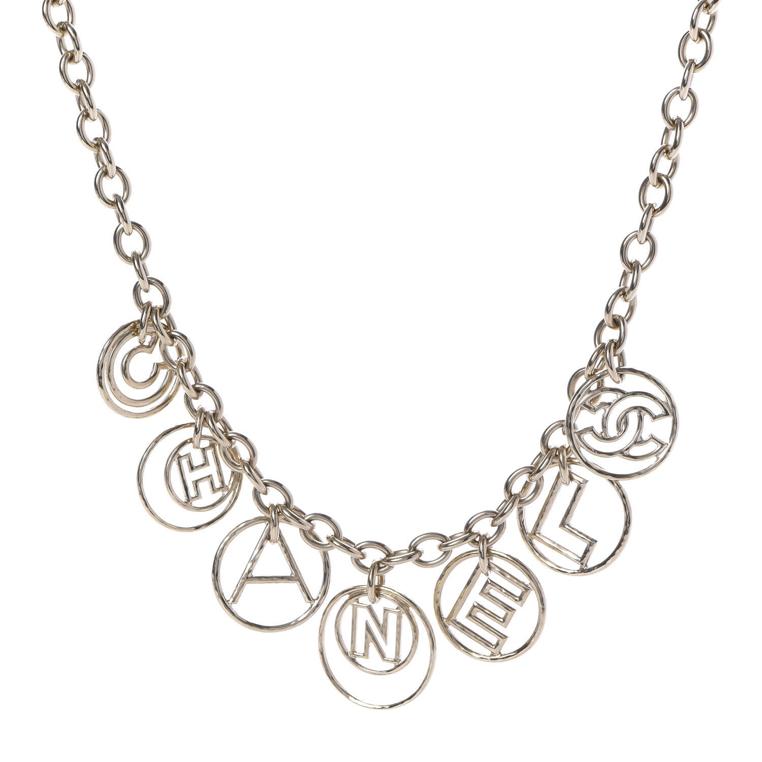 Chanel Metal Hoop Cuba Logo Necklace Gold 1 of 6