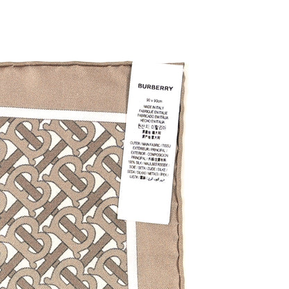 Burberry Silk TB Monogram Floral Print Square Scarf Pink Beige 4 of 4