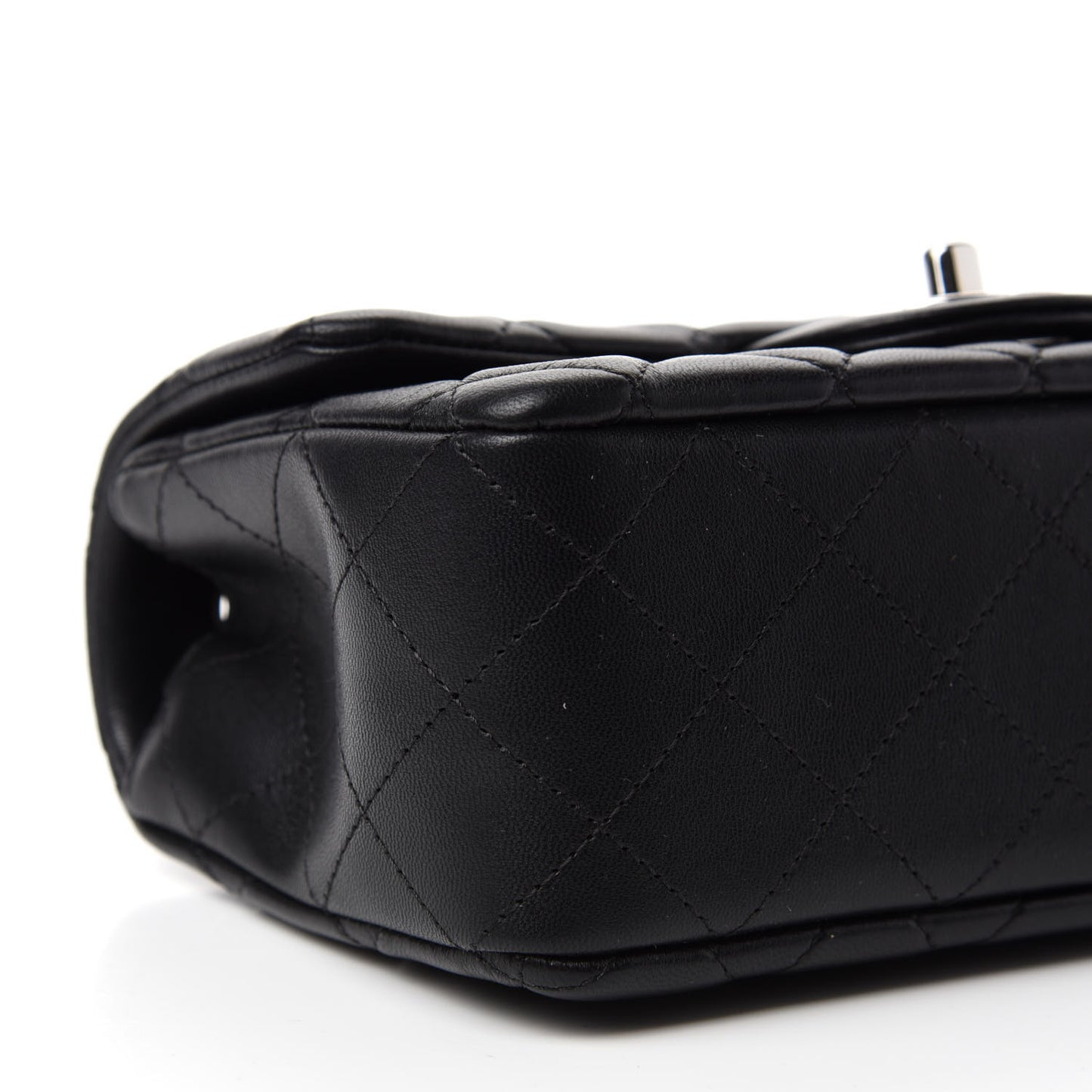 Lambskin Quilted Mini Rectangular Flap Black