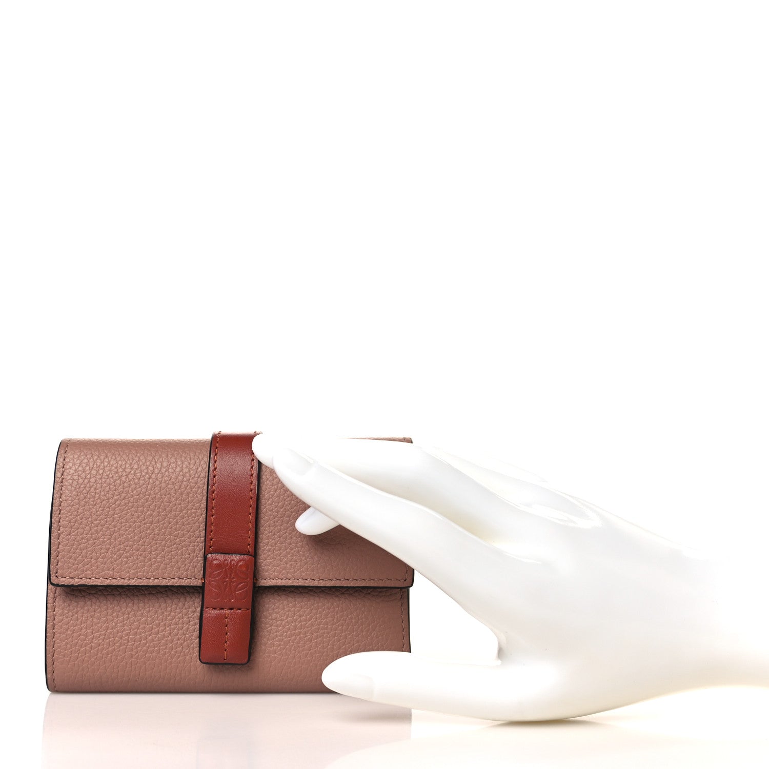 Loewe Grained Calfskin Small Vertical Wallet Dark Blush Dark Olive 2 of 7