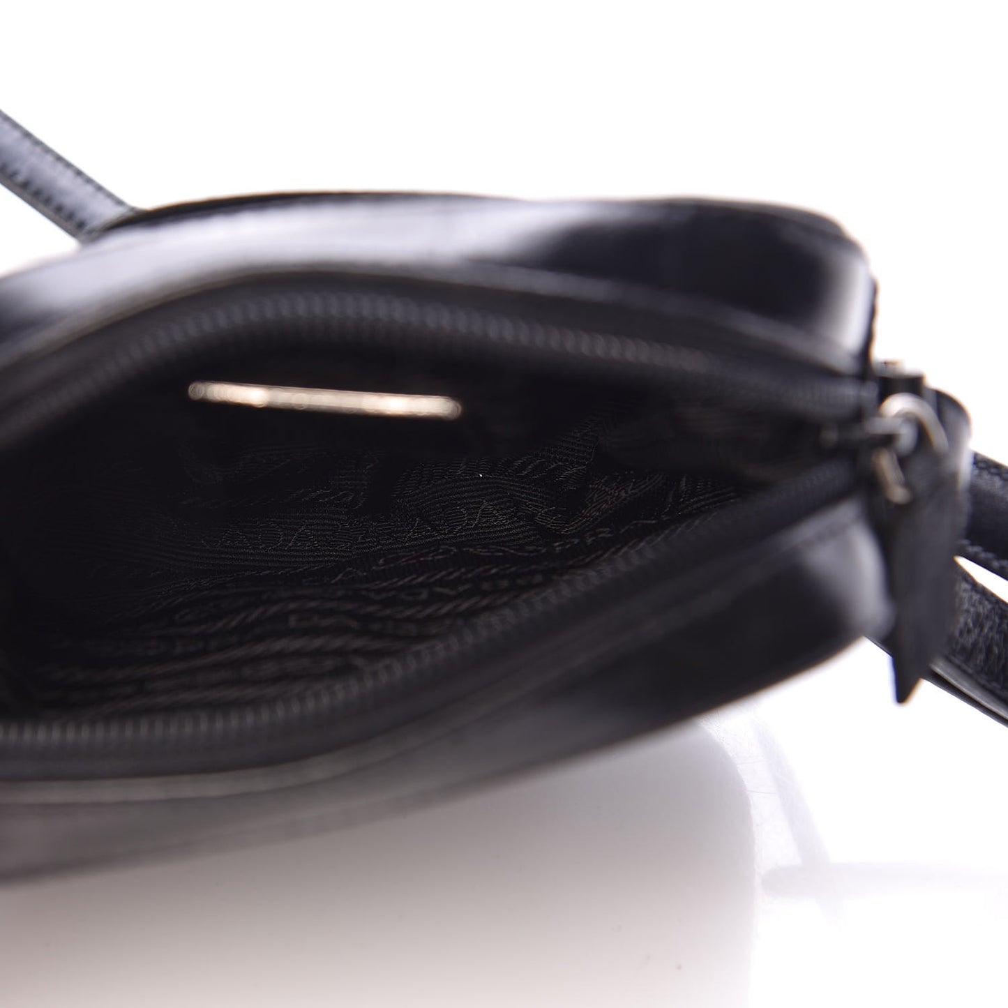 Tessuto Nylon Glace Calfskin Crossbody Bag Black