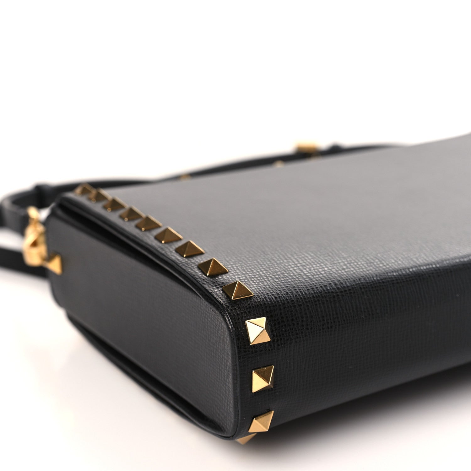 Valentino Garavani Grainy Calfskin Rockstud Alcove Clutch Black 7 of 8