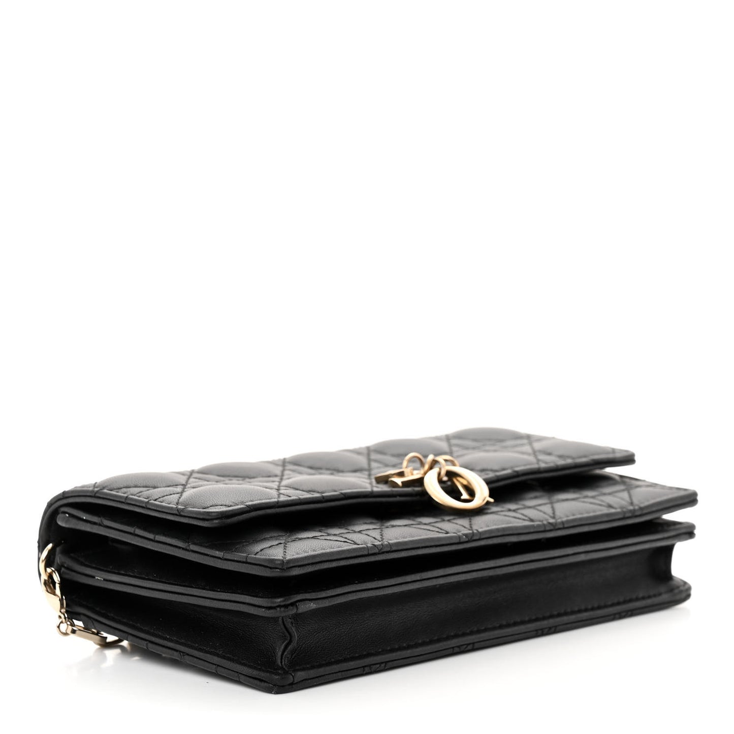 Lambskin Lady Dior Top Handle Clutch Black
