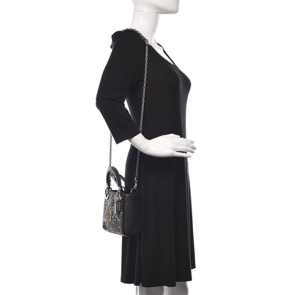 Christian Dior Smooth Calfskin Embroidered Mini Lady Dior Black Multicolor 2 of 11