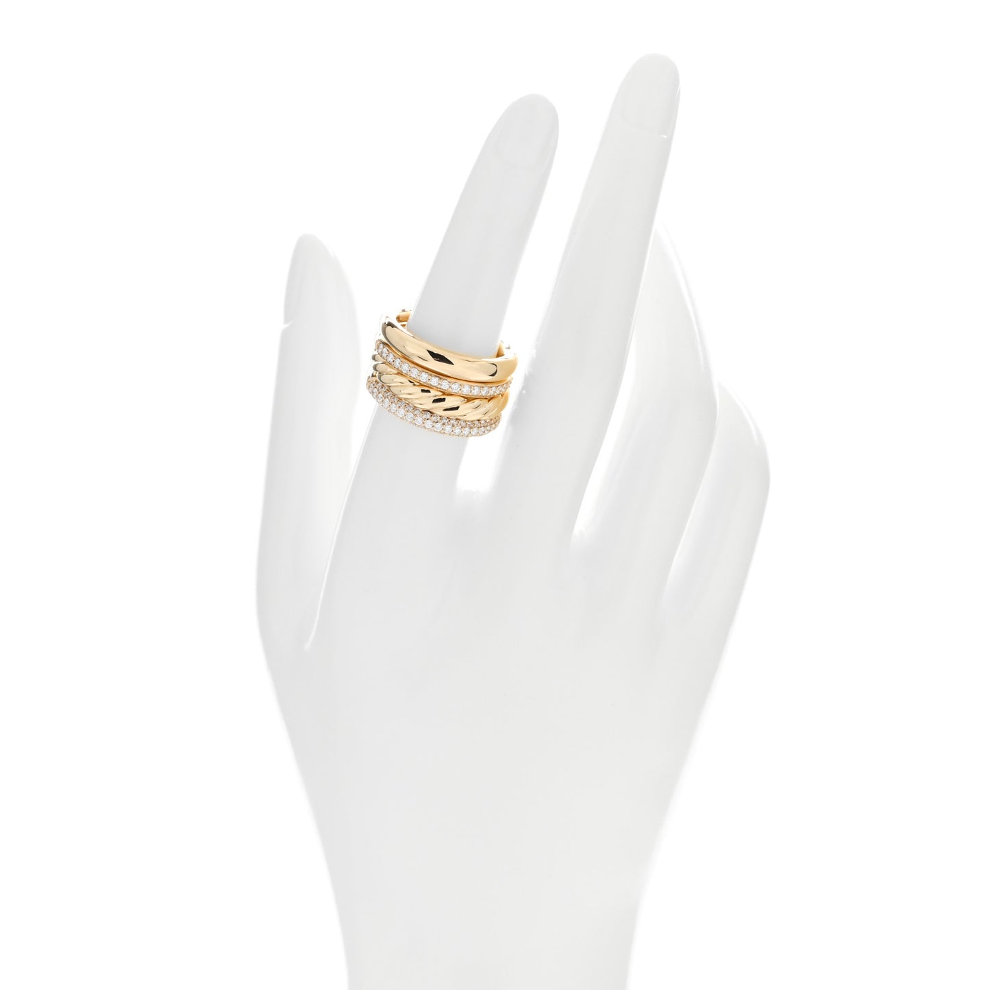 18K Yellow Gold Diamond Mercer Multi Row Ring 54 6.75