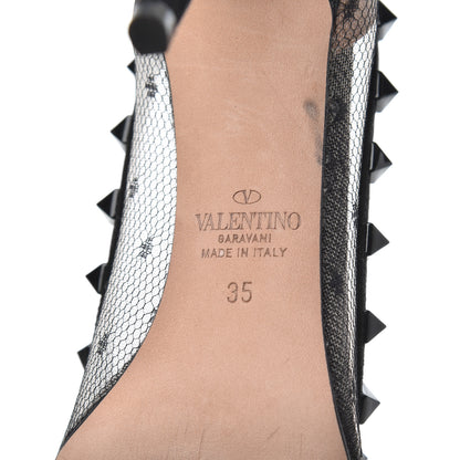 Valentino Garavani Mesh Point d'Esprit Calfskin Rockstud 85mm Pumps 35 Black 9 of 11