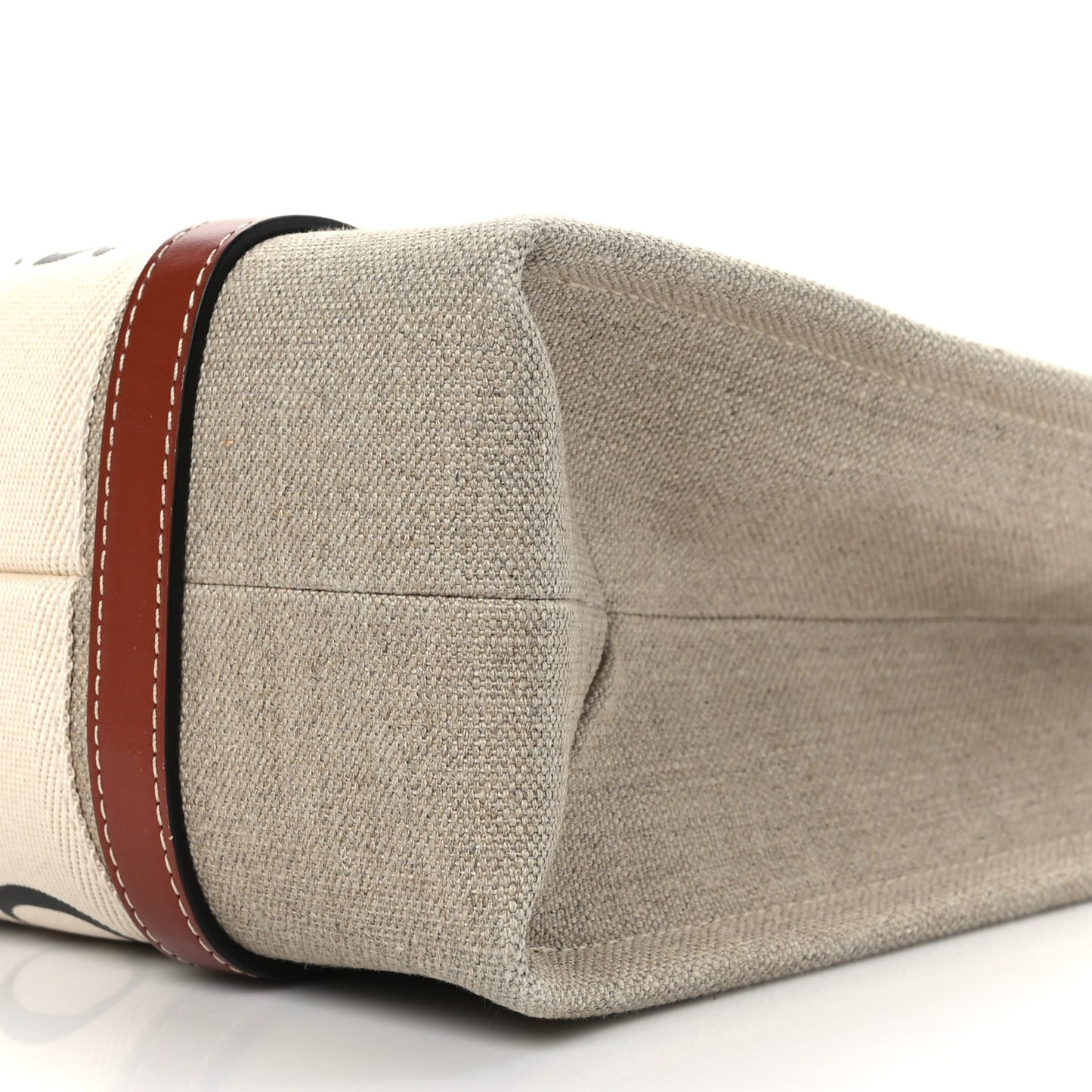 Cotton Calfskin Medium Woody Ribbon Tote White Brown