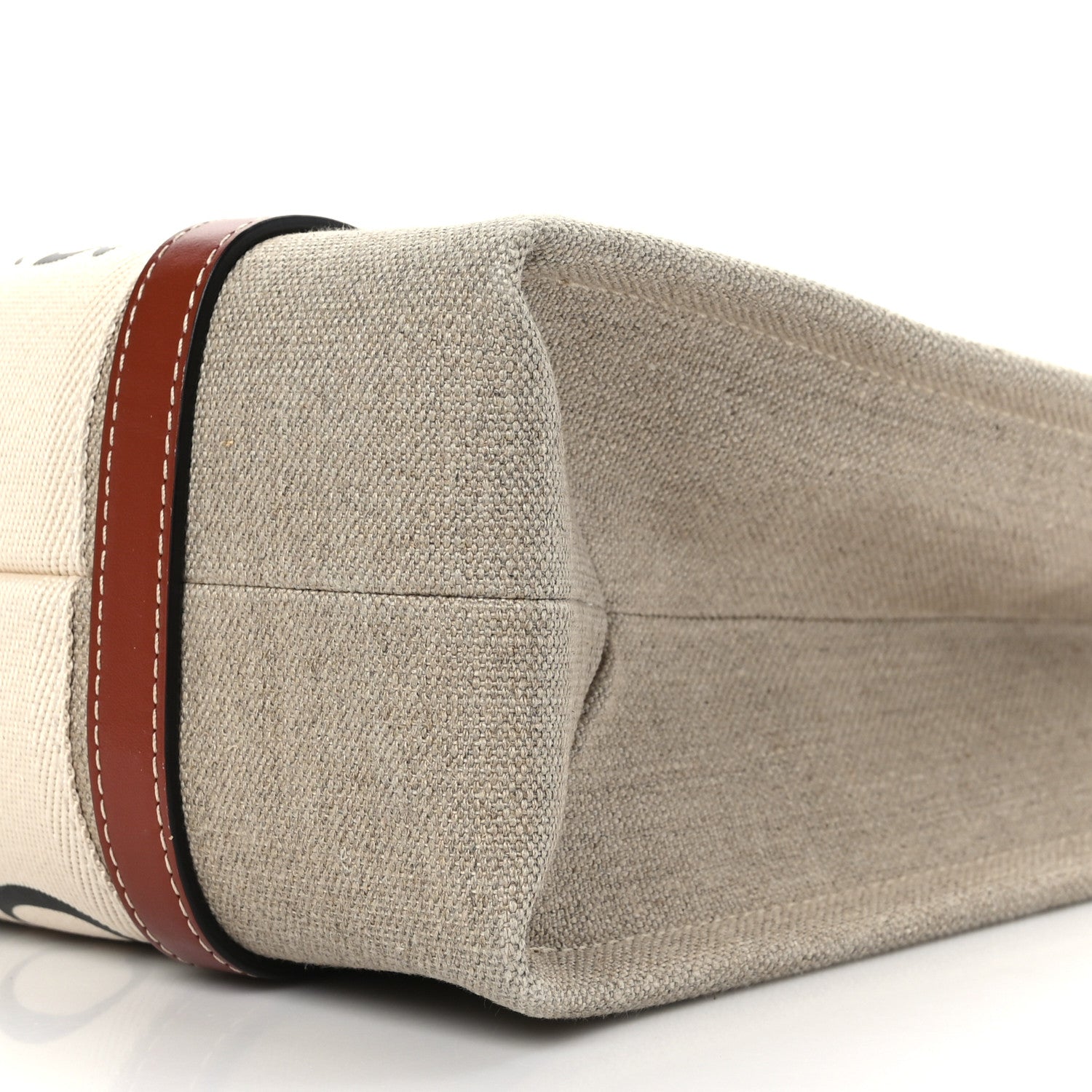 Chloe Cotton Calfskin Medium Woody Ribbon Tote White Brown 8 of 8