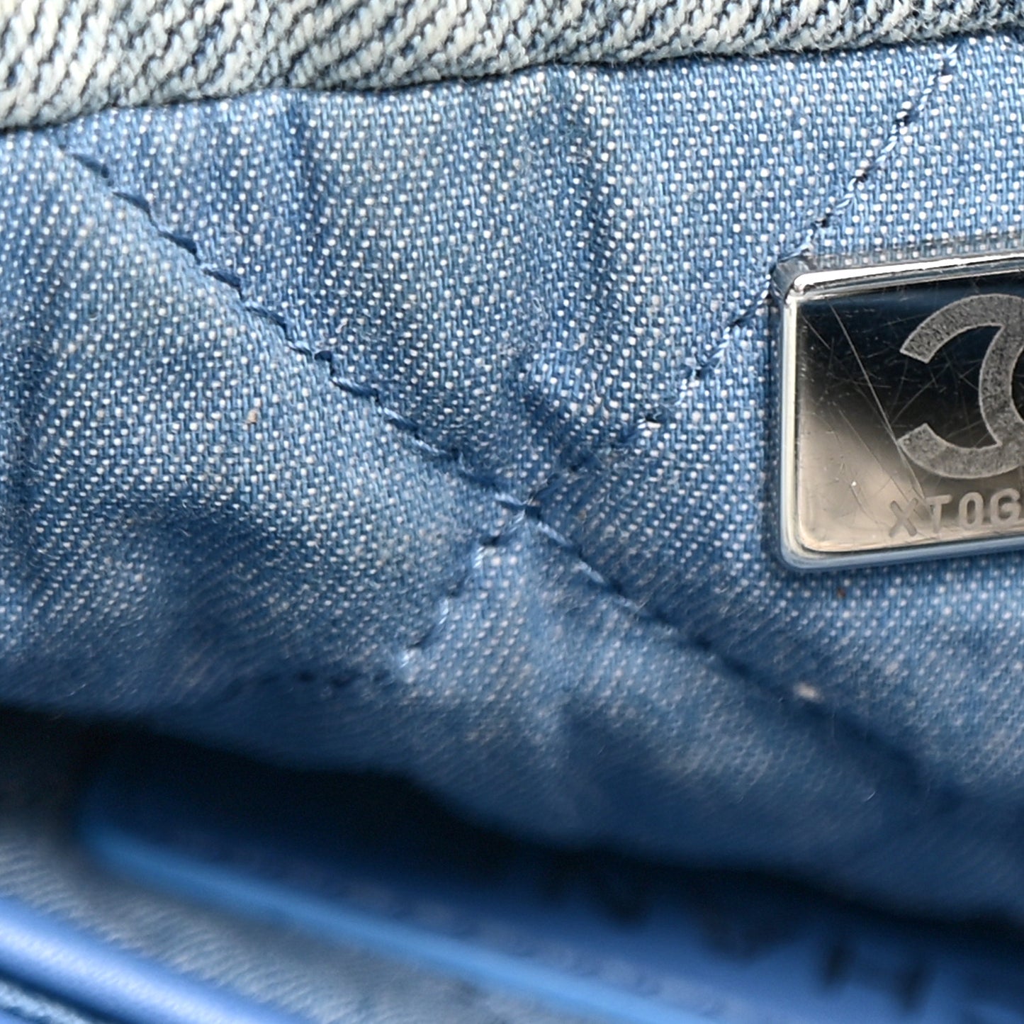 Denim Quilted Small Chanel 22 Blue