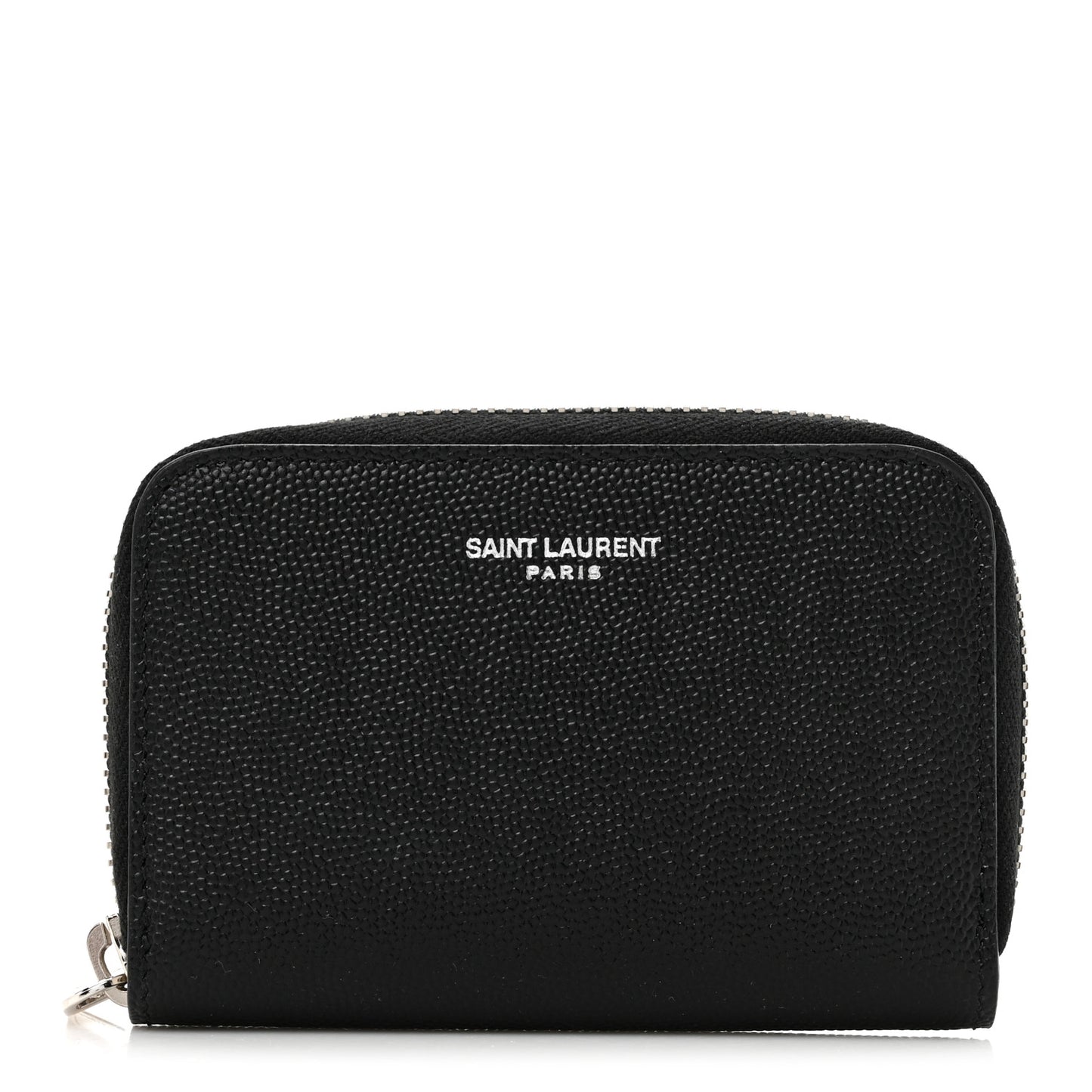 Grained Calfskin Rive Gauche Compact Zip Around Wallet Black
