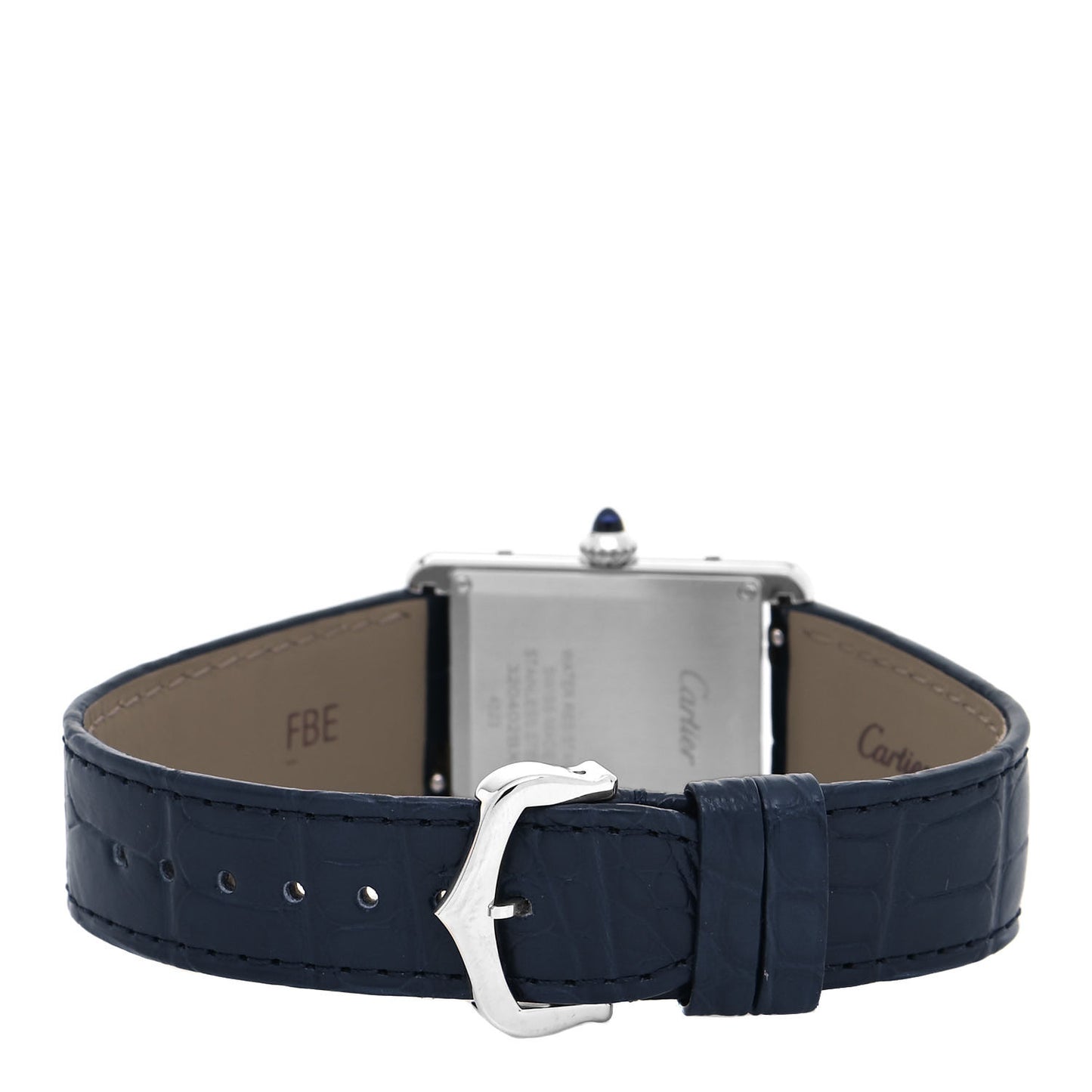 Stainless Steel Alligator 25mm Must de Cartier Tank Quartz Watch Blue