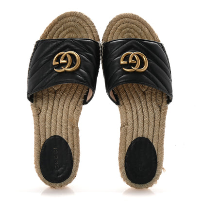 Gucci Nappa Matelasse GG Marmont Espadrille Slide Sandals 38 Black 2 of 10