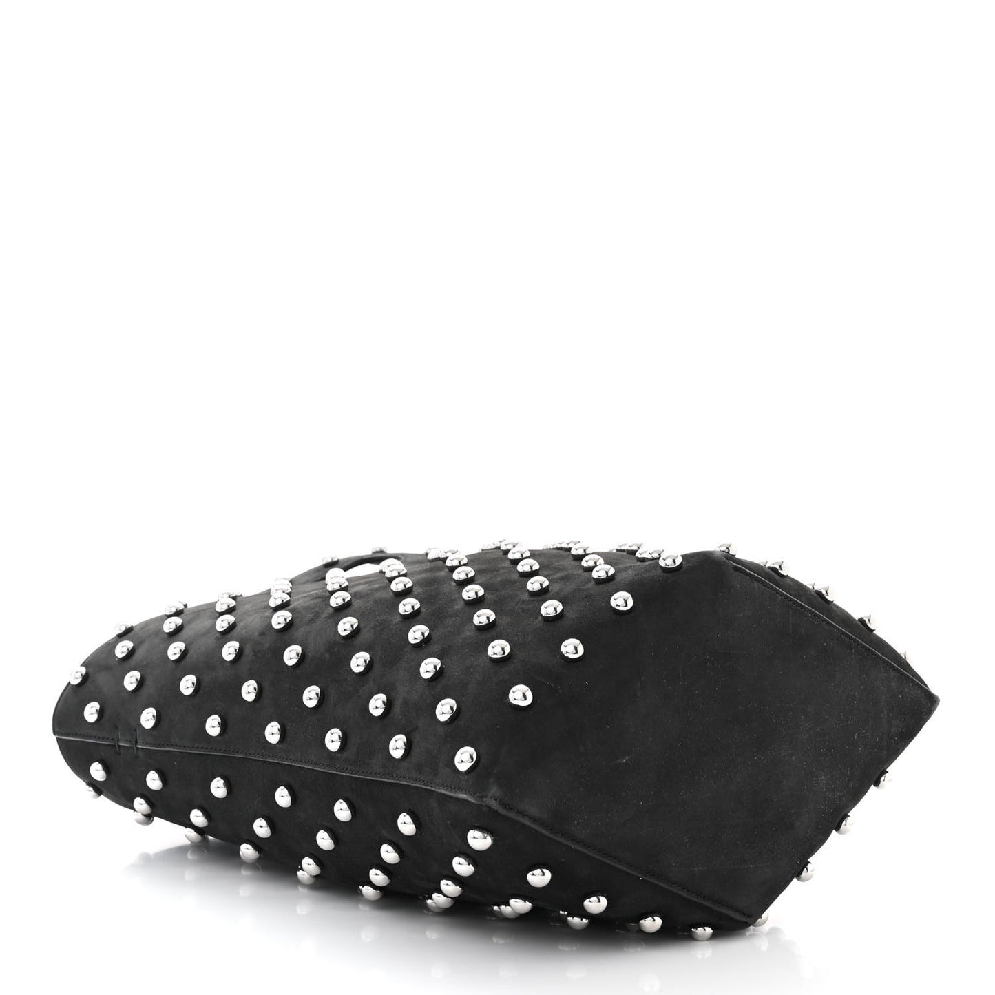 Nubuck Calfskin Studded Medium Folded Bag Black