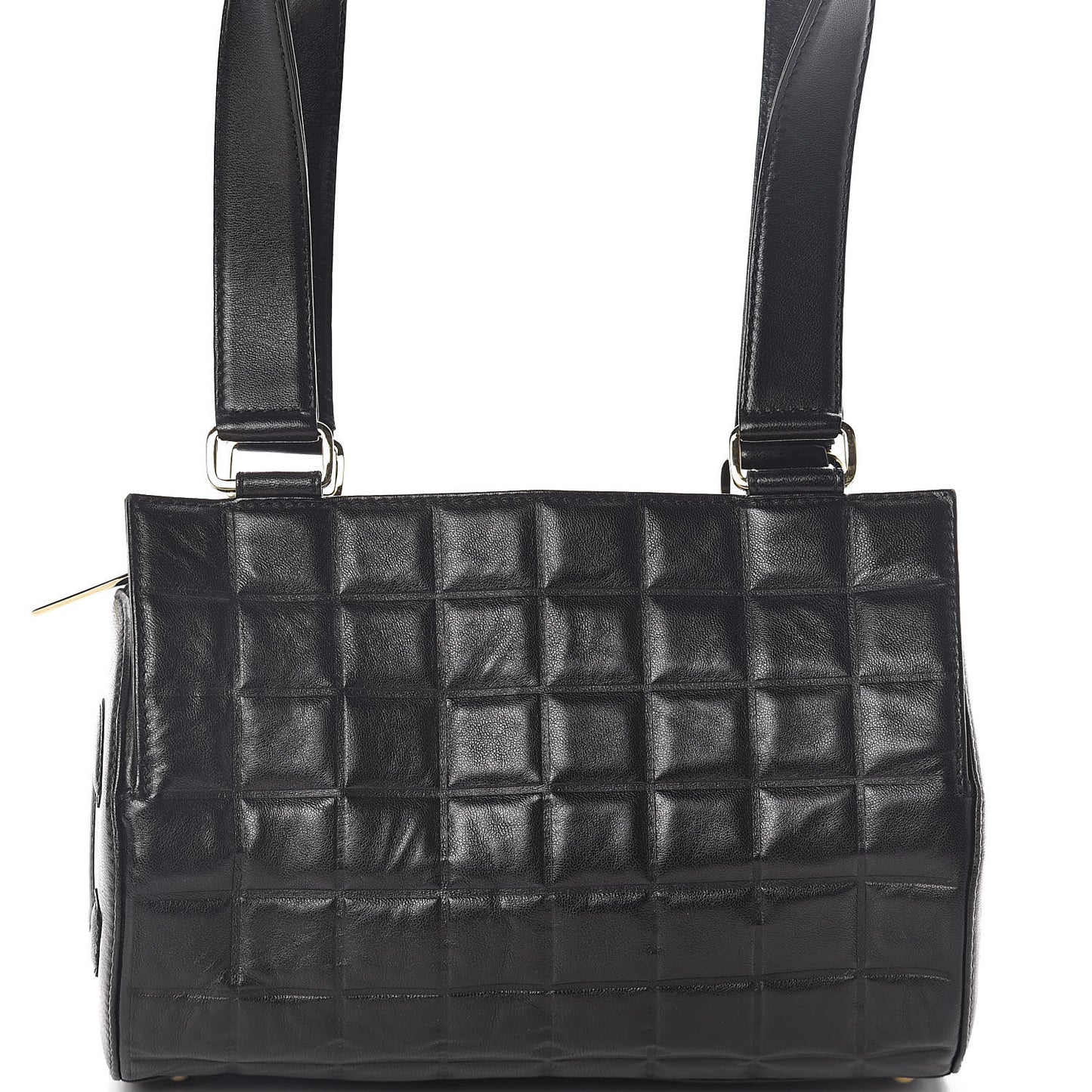 Lambskin Chocolate Bar Quilted CC Shoulder Bag Black