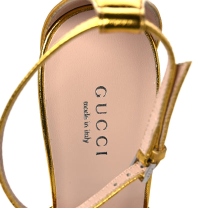 Gucci Metallic Nappa Crawford Knot Ankle Strap Sandals 37 Gold 7 of 8