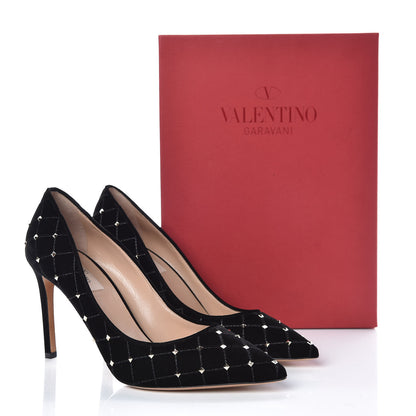 Valentino Garavani Velvet Rockstud Spike 90mm Pumps 39.5 Black 8 of 8