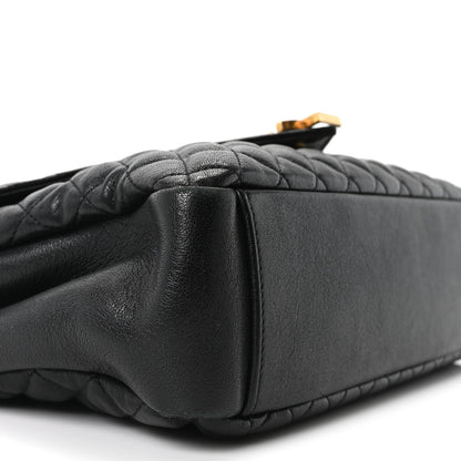 Saint Laurent Goatskin Mixed Matelasse Triquilt Large Monogram Satchel Black 9 of 10