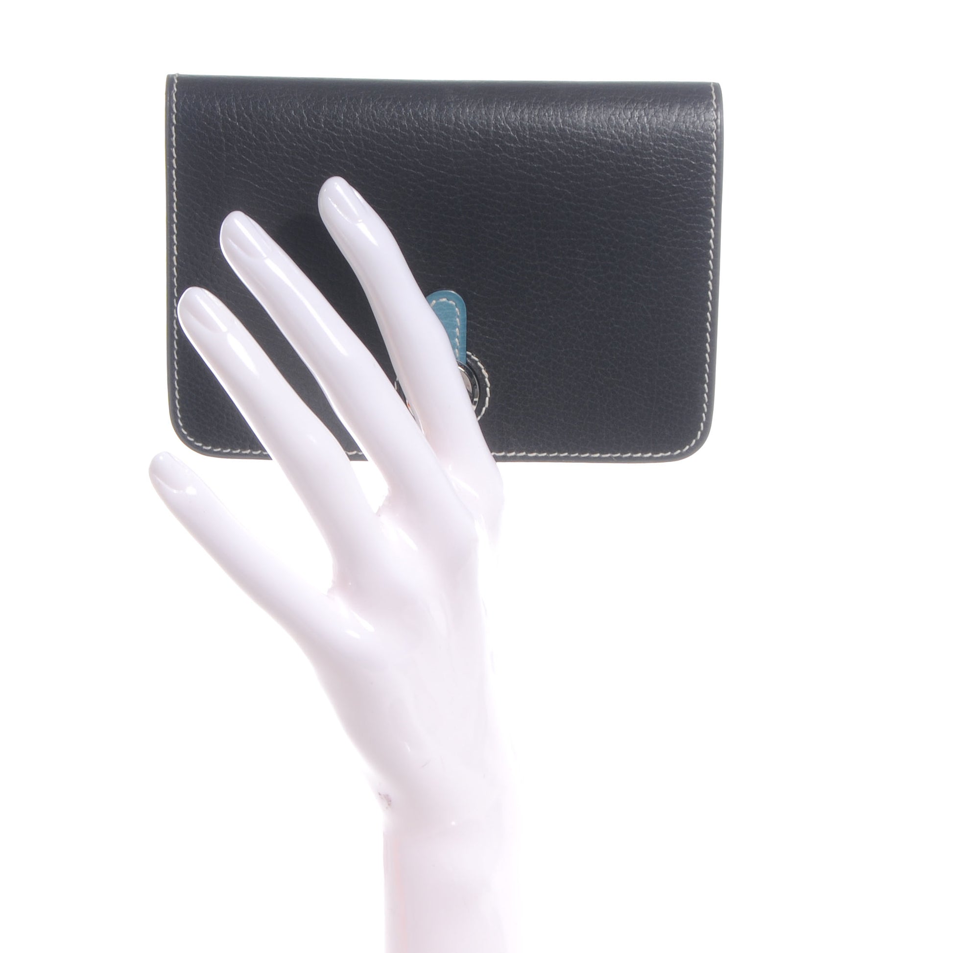 Hermes Veau Rodeo Dogon Bi-Color Wallet Graphite Blue Jean 2 of 8