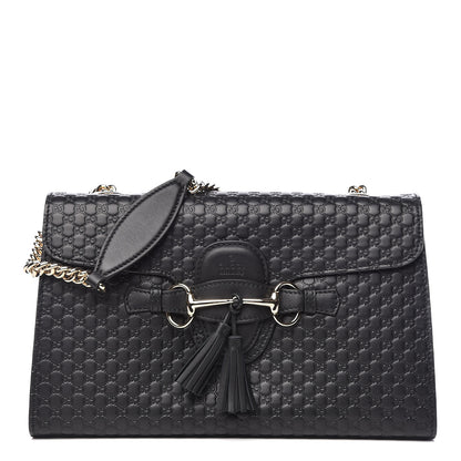Gucci Microguccissima Medium Emily Chain Shoulder Bag Black 1 of 9