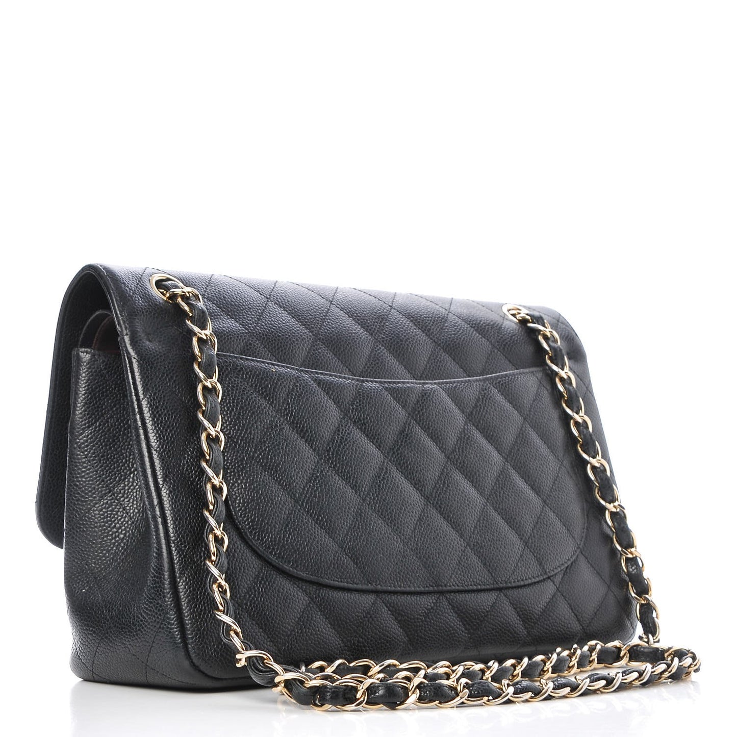 Caviar Quilted Jumbo Double Flap Black