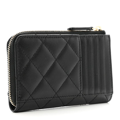 Chanel Lambskin Enamel Quilted Zippered Card Holder Black 3 of 8