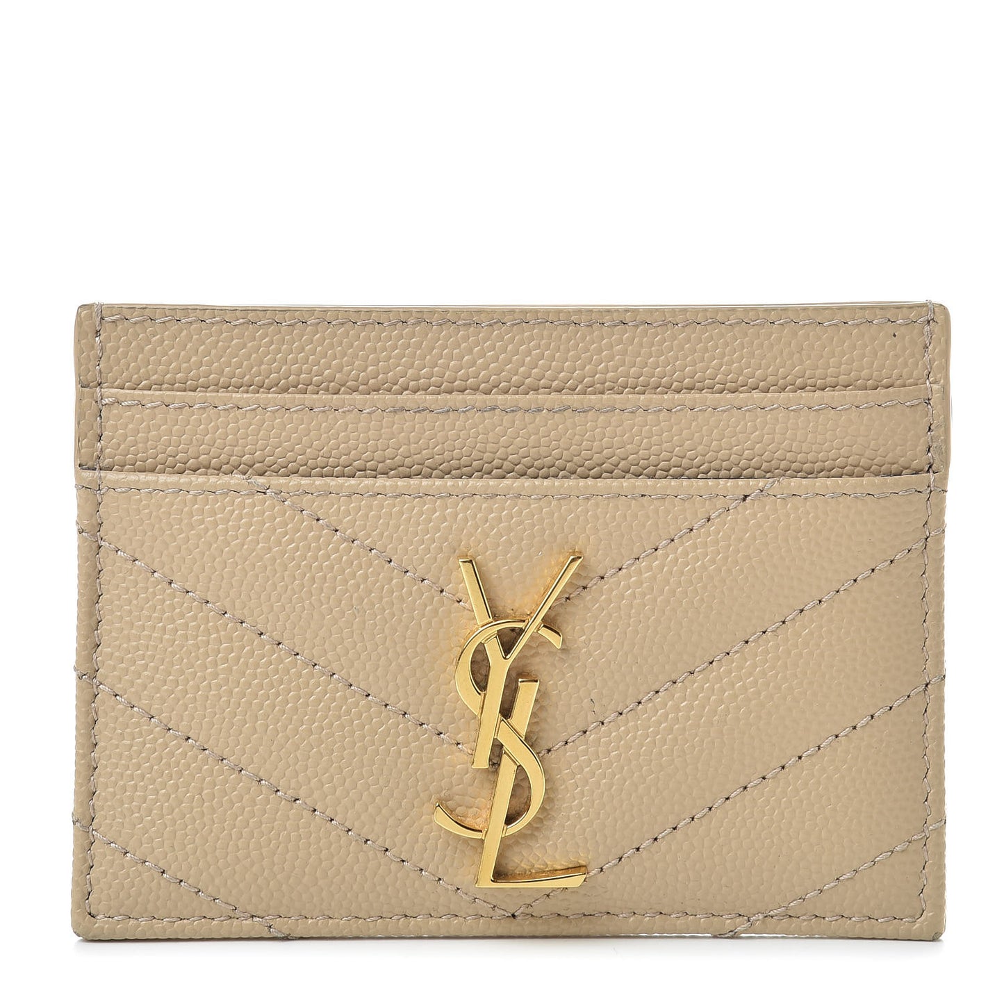 Grain De Poudre Matelasse Chevron Monogram Credit Card Case Nude Powder