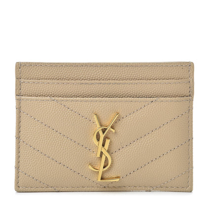 Saint Laurent Grain De Poudre Matelasse Chevron Monogram Credit Card Case Nude Powder 1 of 12