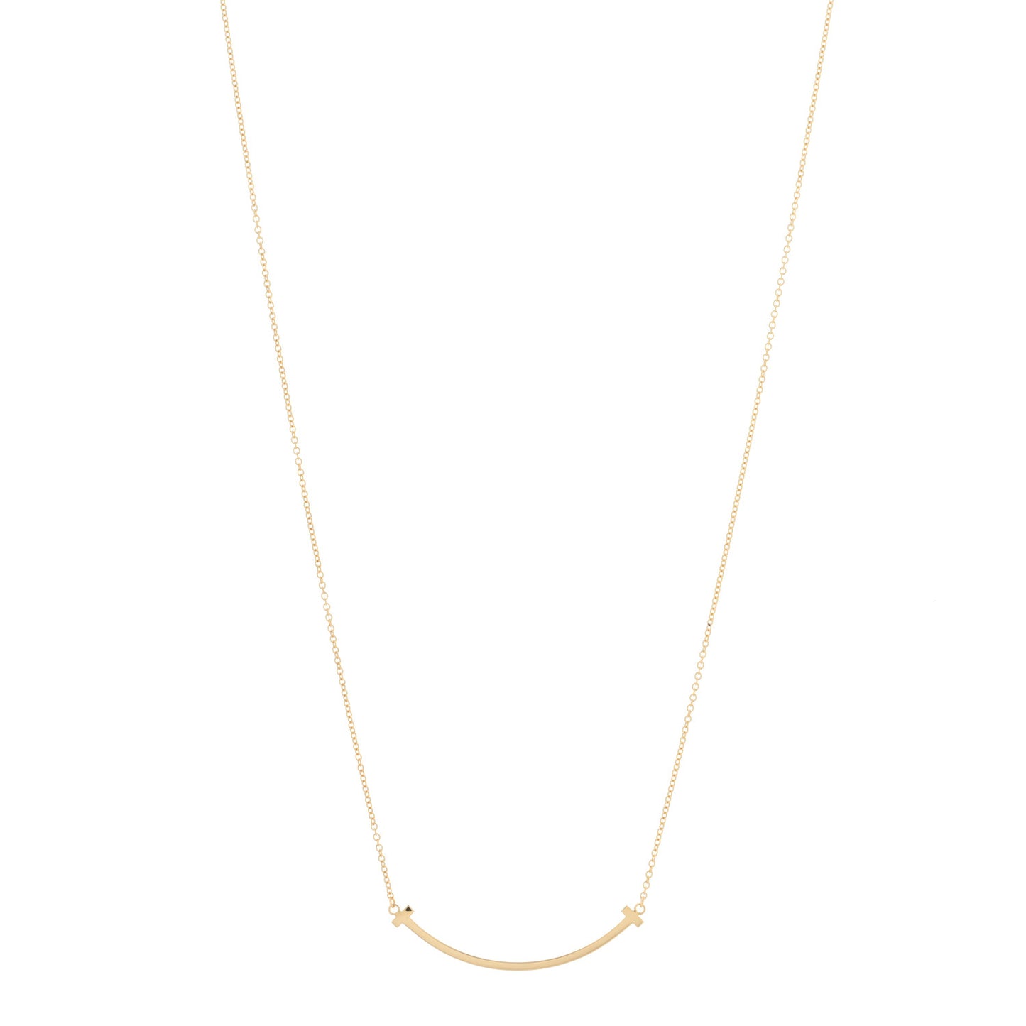 18K Yellow Gold Small T Smile Pendant Necklace