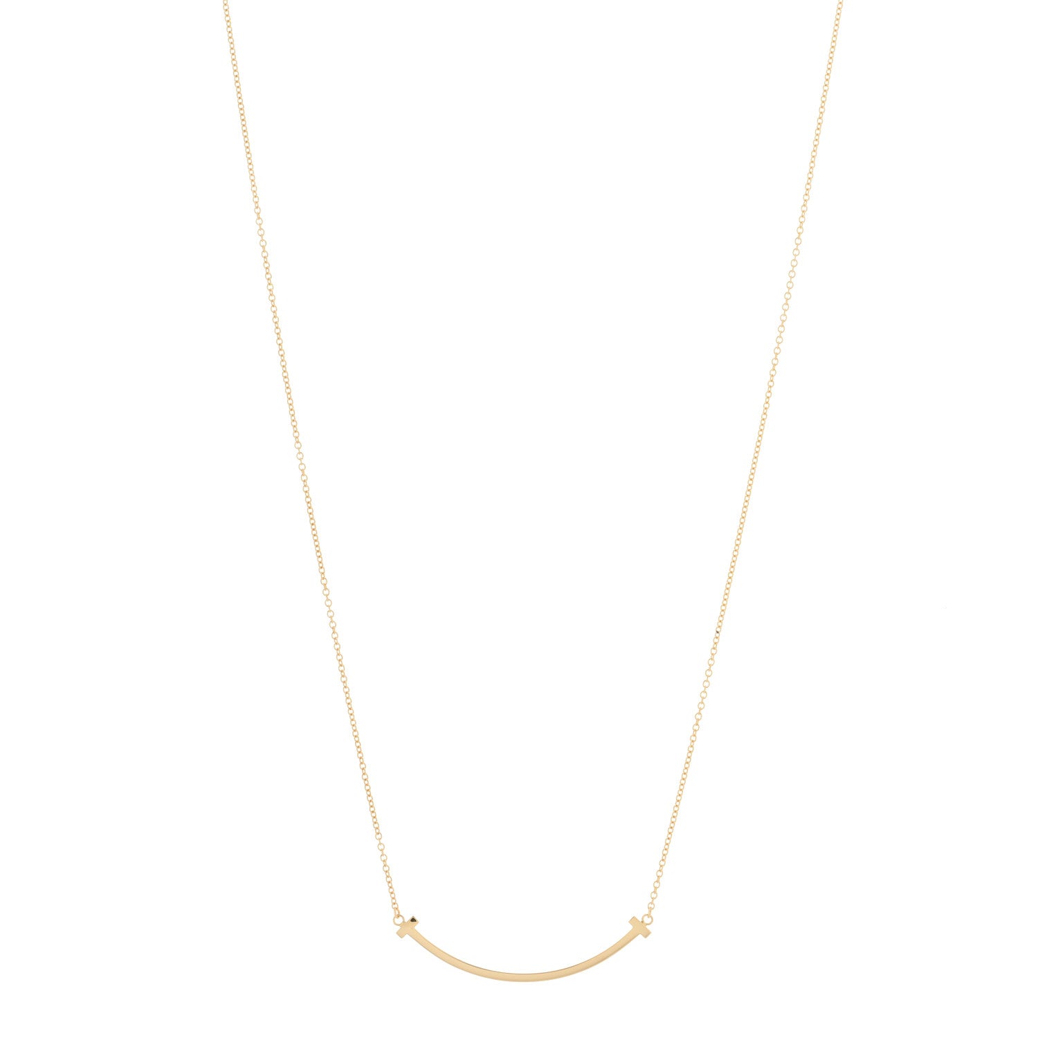 Tiffany 18K Yellow Gold Small T Smile Pendant Necklace 1 of 4